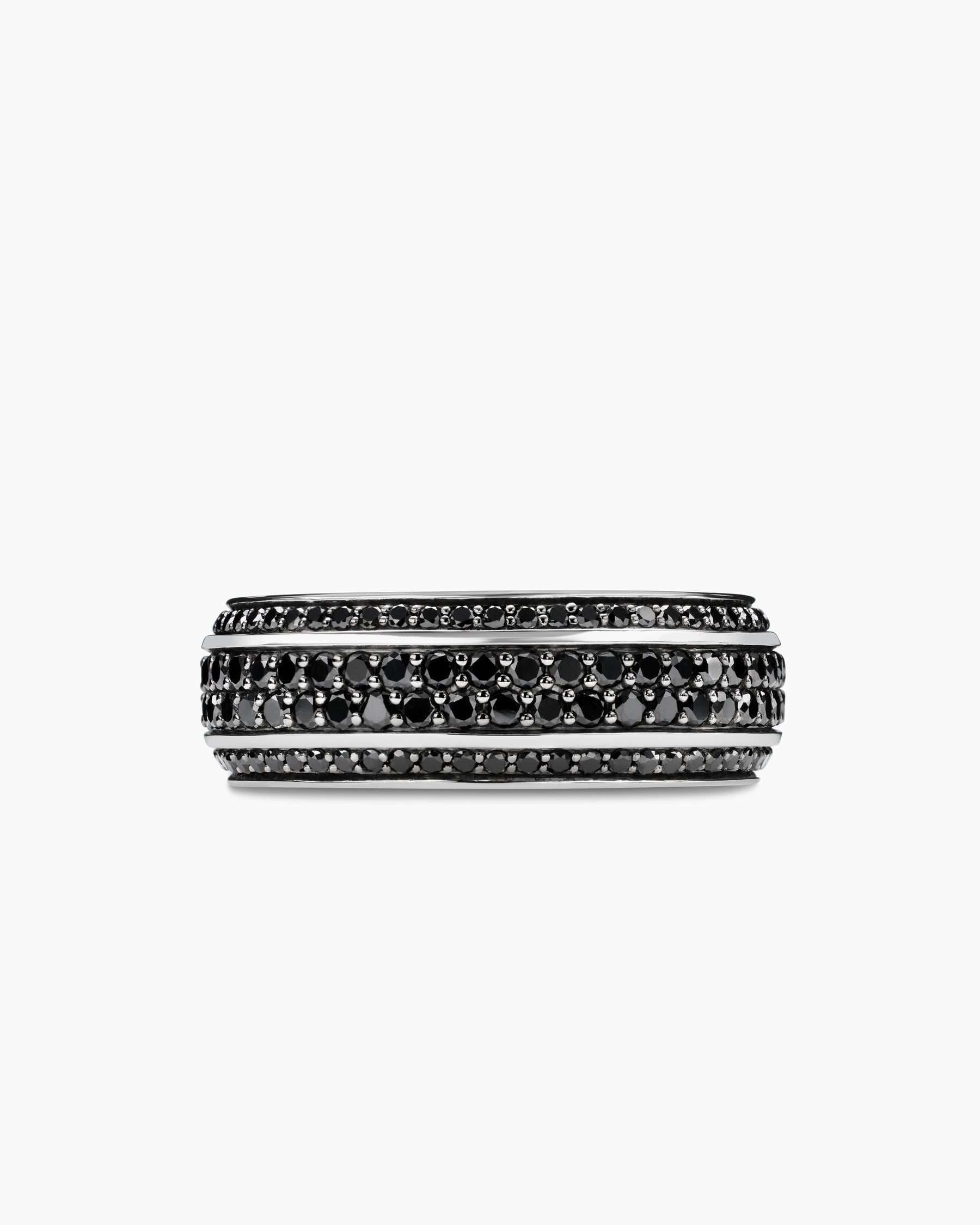 Streamline® Beveled Band Ring in 18K White Gold with Black Diamonds, 8.5mm