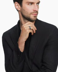 Streamline® Beveled Band Ring in 18K White Gold with Black Diamonds, 8.5mm