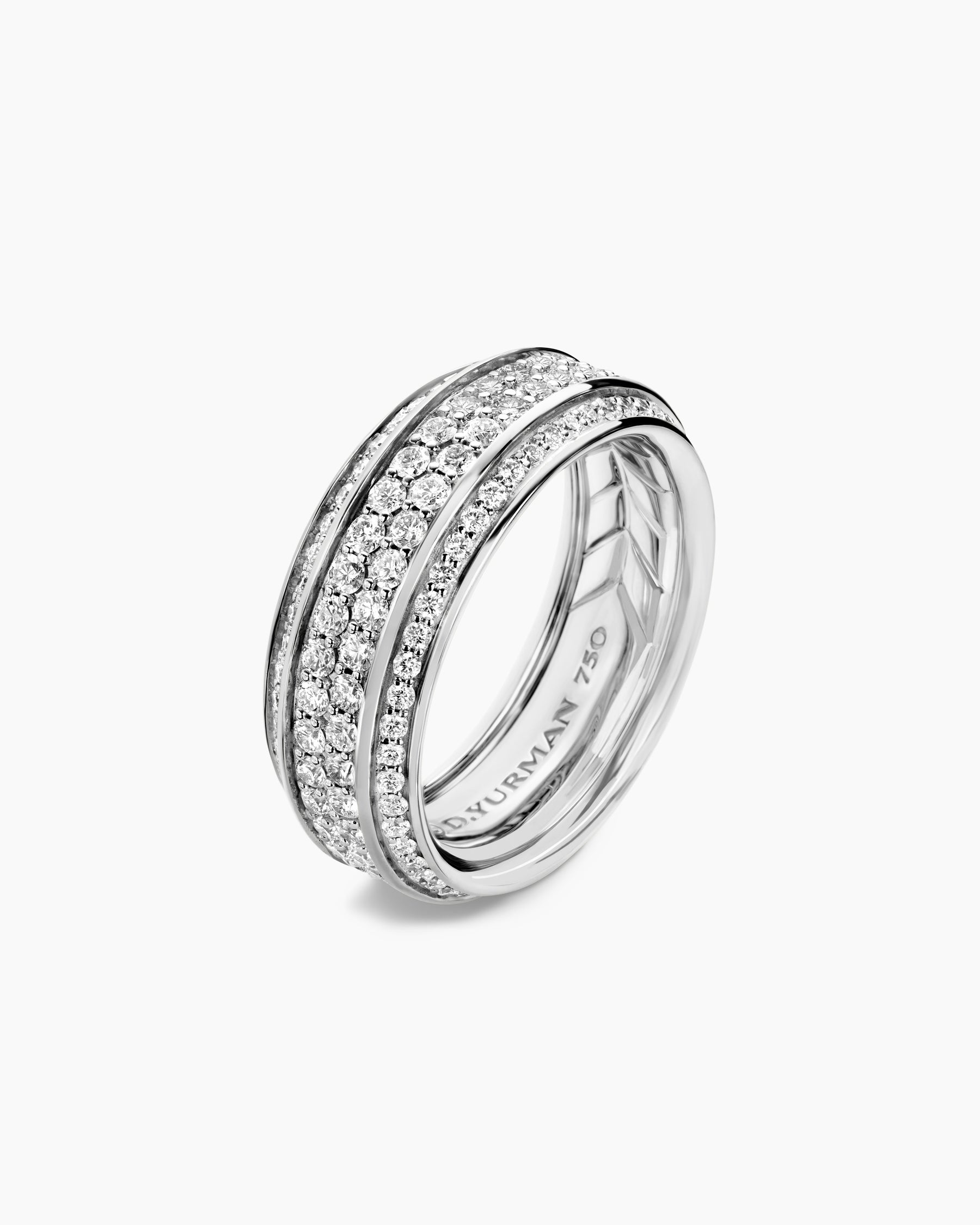 Streamline® Beveled Band Ring in 18K White Gold with Diamonds, 8.5mm