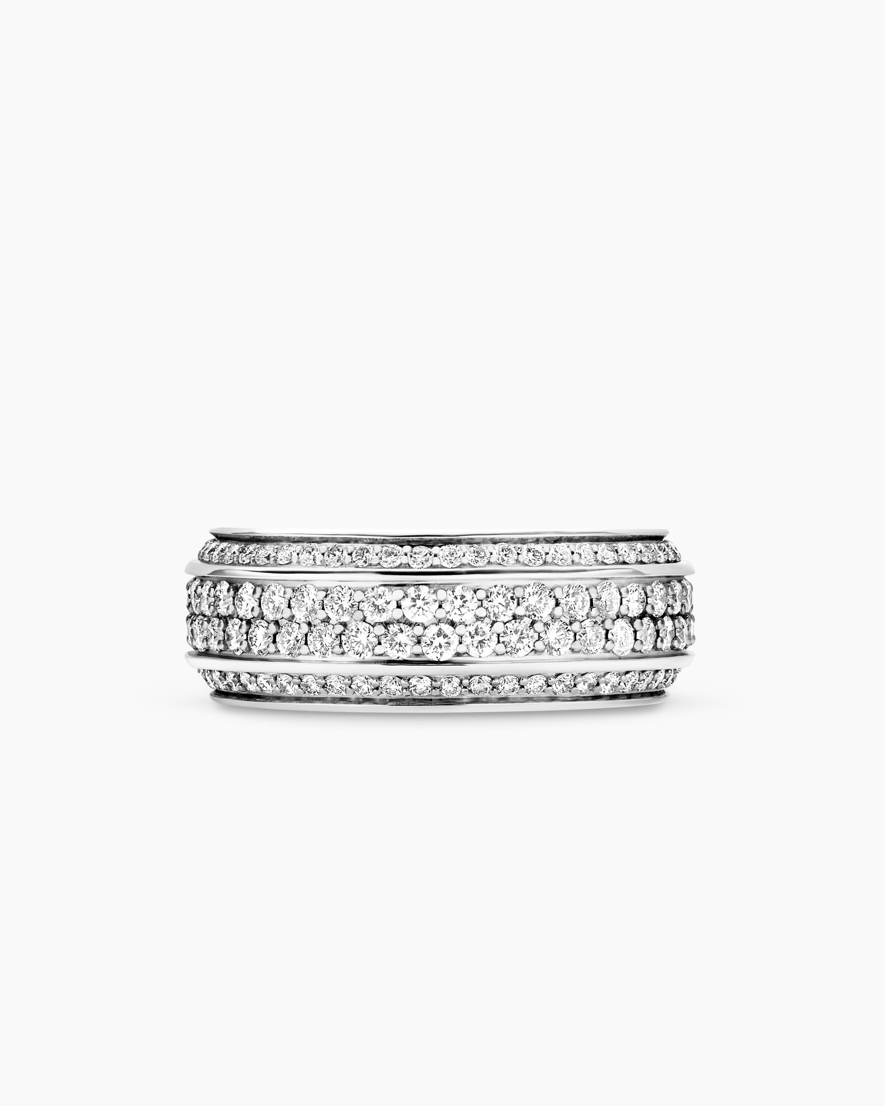 Streamline® Beveled Band Ring in 18K White Gold with Diamonds, 8.5mm