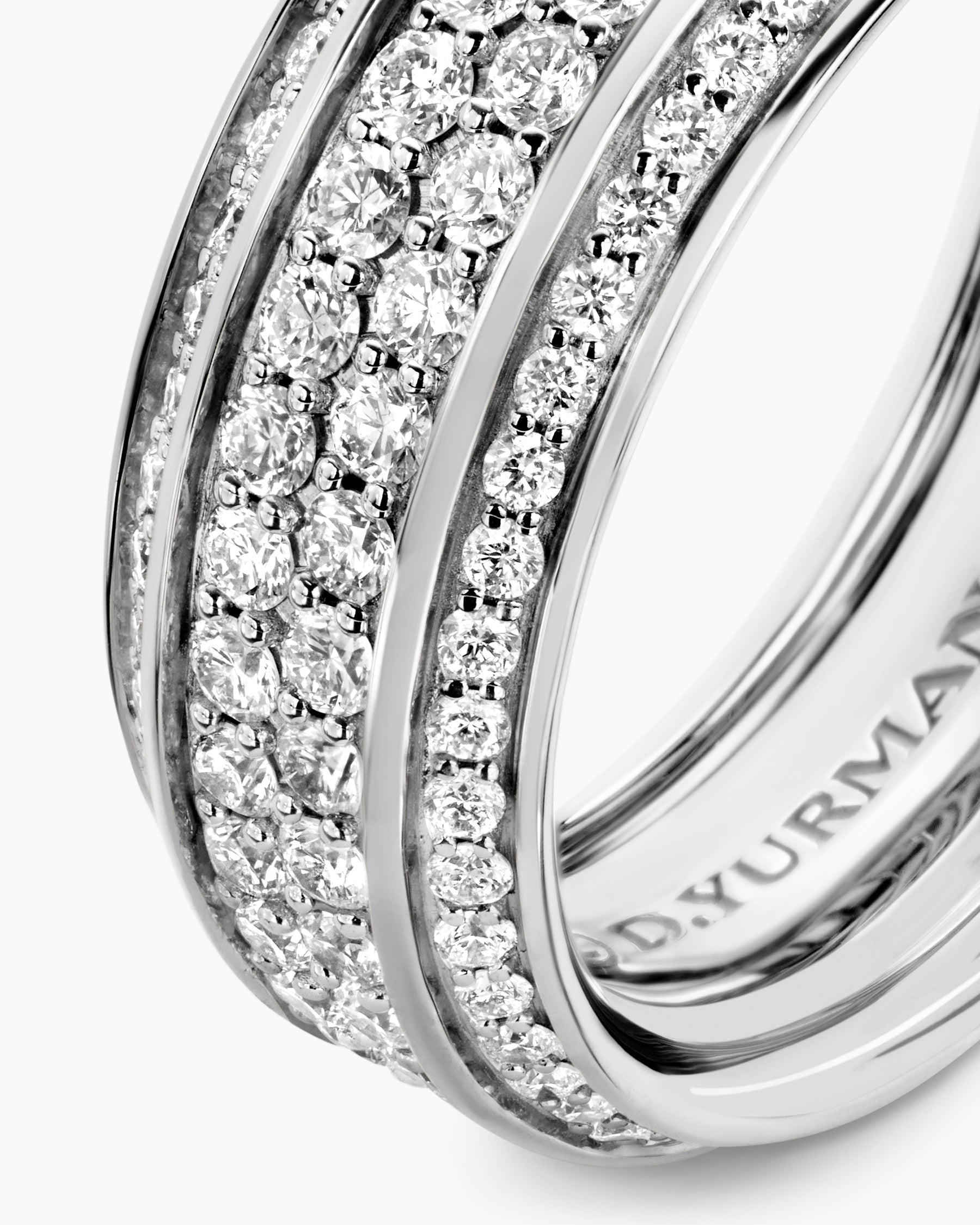 Streamline® Beveled Band Ring in 18K White Gold with Diamonds, 8.5mm
