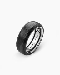 Streamline® Beveled Band Ring in Sterling Silver with Forged Carbon, 8.5mm
