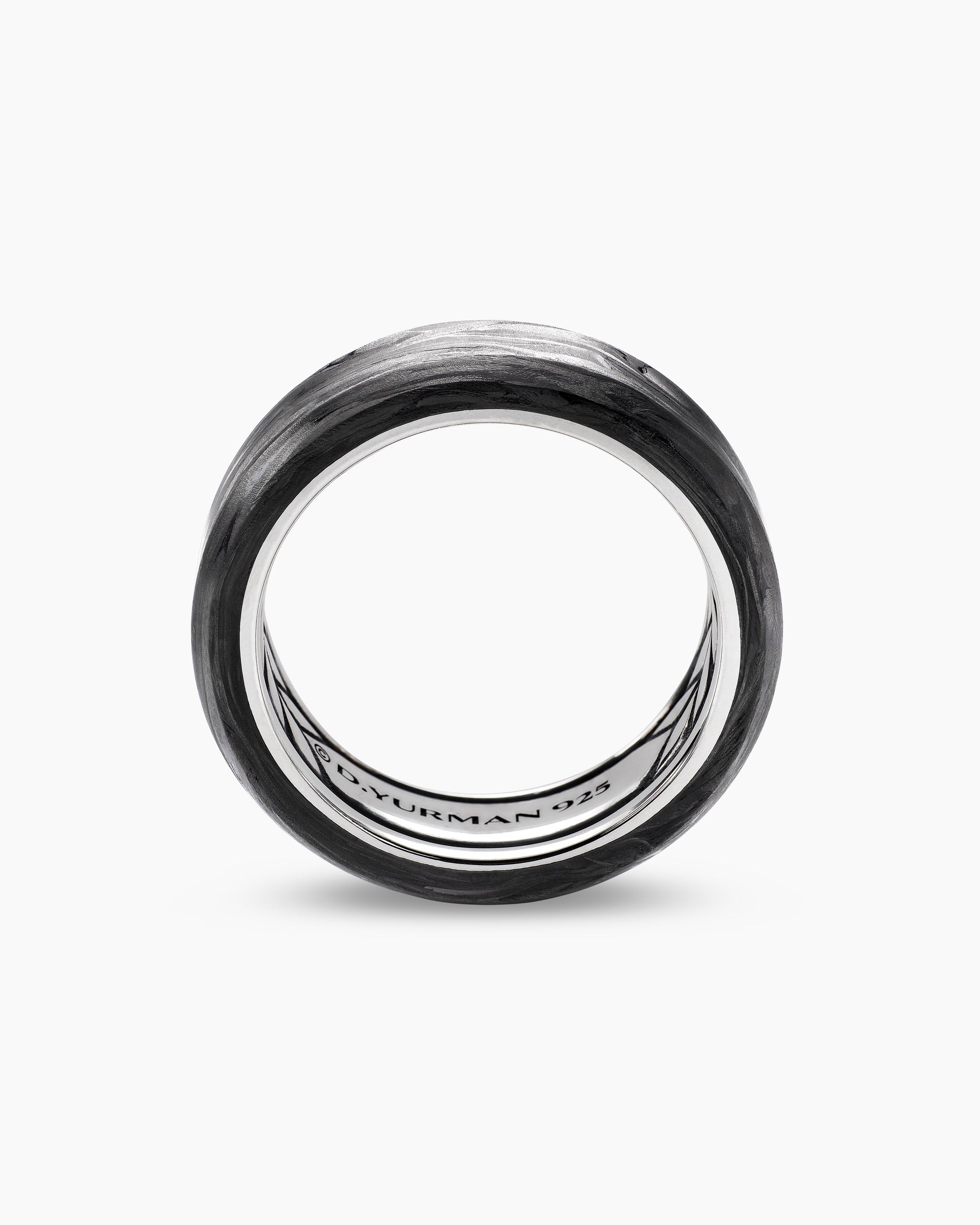 Streamline® Beveled Band Ring in Sterling Silver with Forged Carbon, 8.5mm