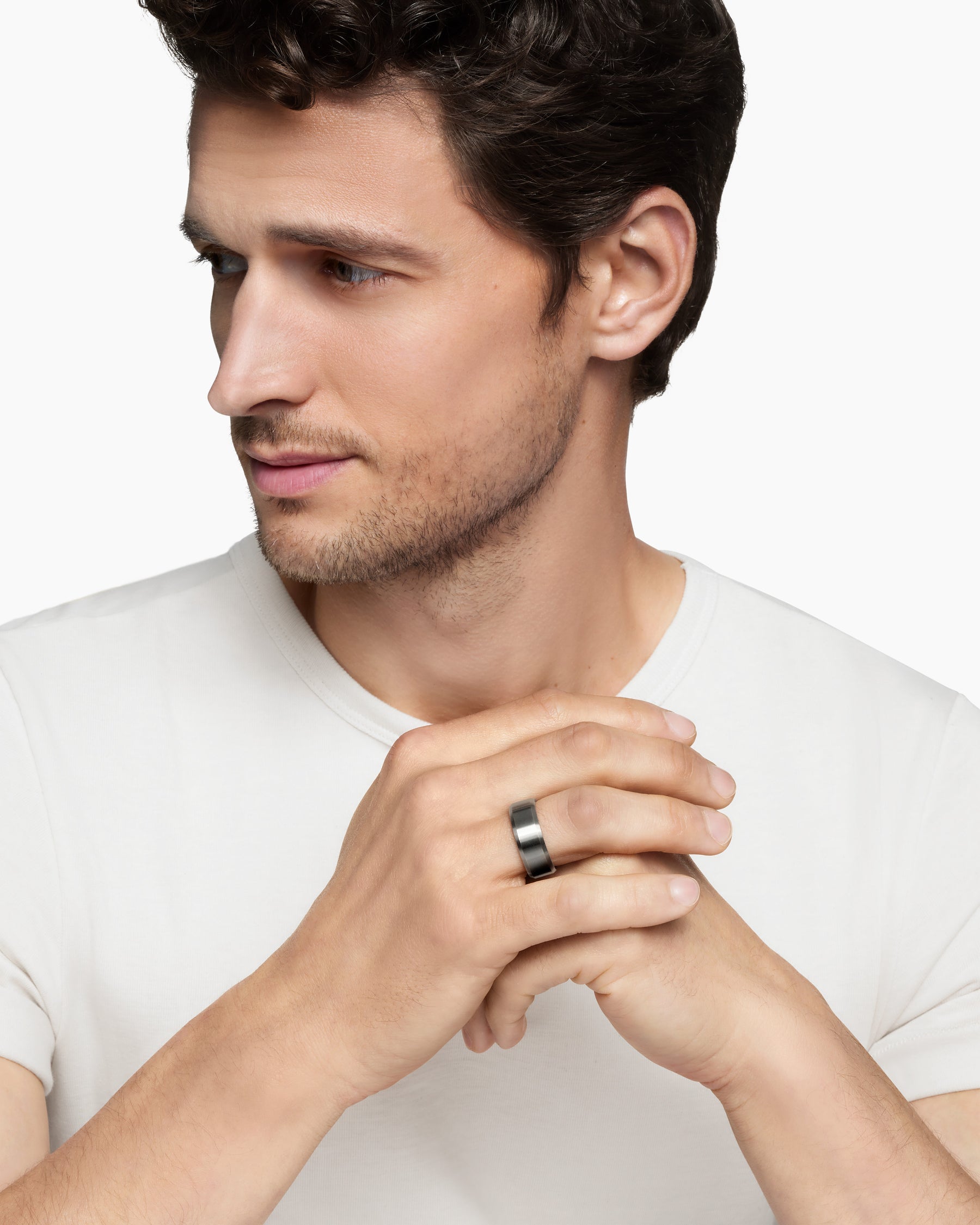 Streamline® Beveled Band Ring in Grey Titanium, 8.5mm