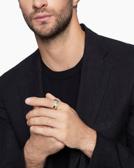 Cable Inset Band Ring in Sterling Silver with 18K Yellow Gold, 8mm