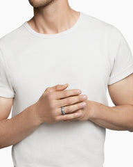 Cable Inset Band Ring in Sterling Silver, 8mm