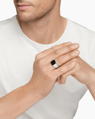 Streamline® Signet Cushion Ring in Sterling Silver with Black Onyx, 14mm