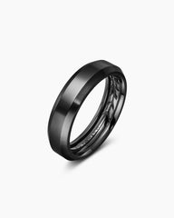 Beveled Band Ring in Black Titanium, 6mm
