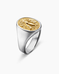 Petrvs® Bee Pinky Ring in Sterling Silver with 18K Yellow Gold, 15.5mm