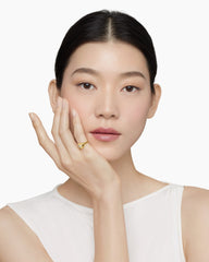 DY Initial Pinky Ring in 18K Yellow Gold with Diamond D, 9.8mm