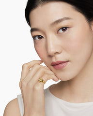 DY Initial Pinky Ring in 18K Yellow Gold with Diamond G, 9.8mm