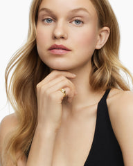 DY Initial Pinky Ring in 18K Yellow Gold with Diamond H, 9.8mm