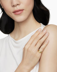 DY Initial Pinky Ring in 18K Yellow Gold with Diamond M, 9.8mm