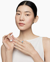 Chatelaine® Ring in Sterling Silver with Blue Topaz and Diamonds, 8mm