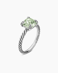 Chatelaine® Ring in Sterling Silver with Prasiolite and Diamonds, 8mm
