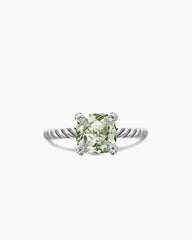Chatelaine® Ring in Sterling Silver with Prasiolite and Diamonds, 8mm