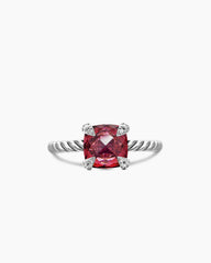Chatelaine® Ring in Sterling Silver with Rhodolite Garnet and Diamonds, 8mm