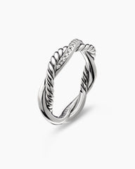 Petite Infinity Band Ring in Sterling Silver with Diamonds, 4mm