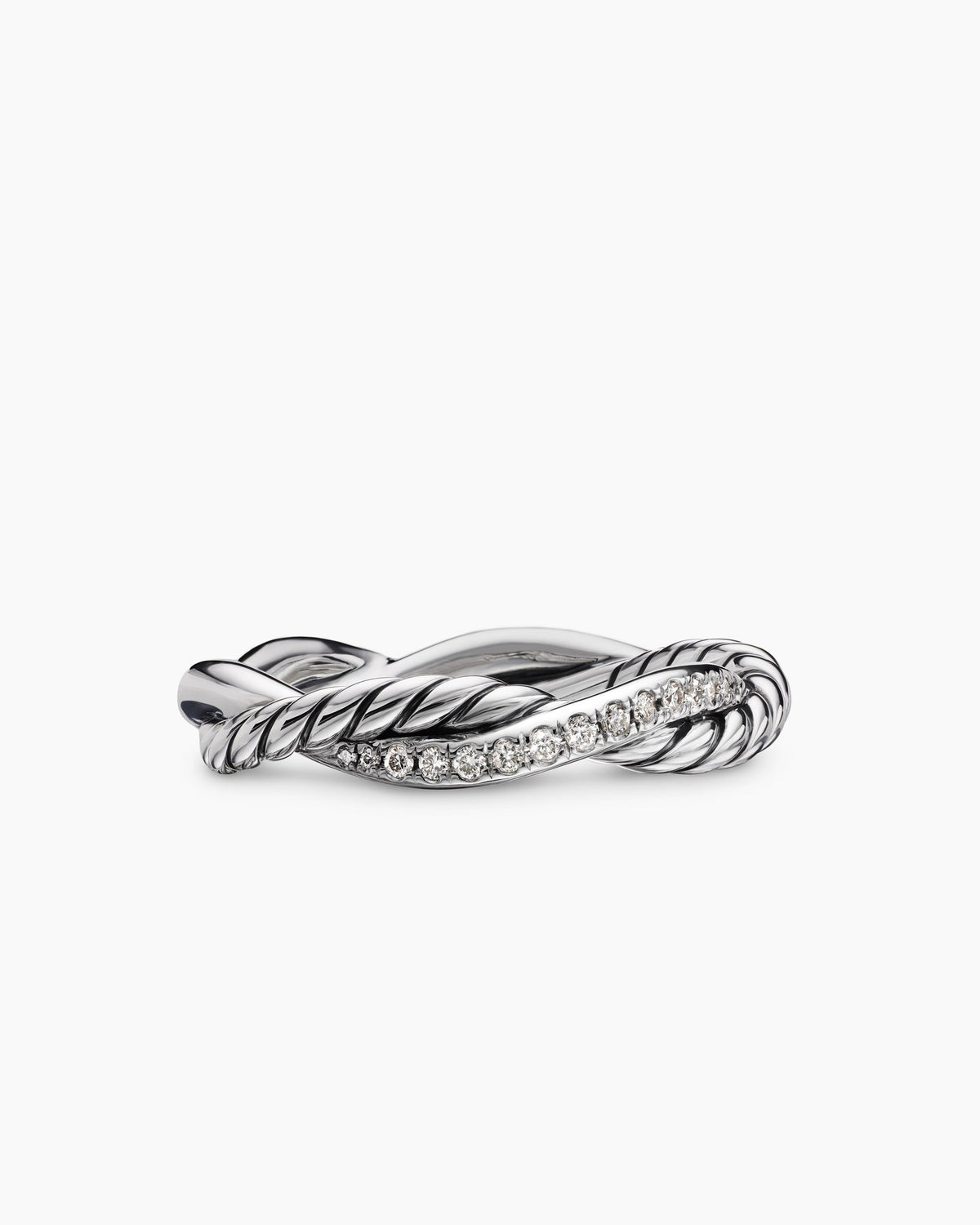 Petite Infinity Band Ring in Sterling Silver with Diamonds, 4mm
