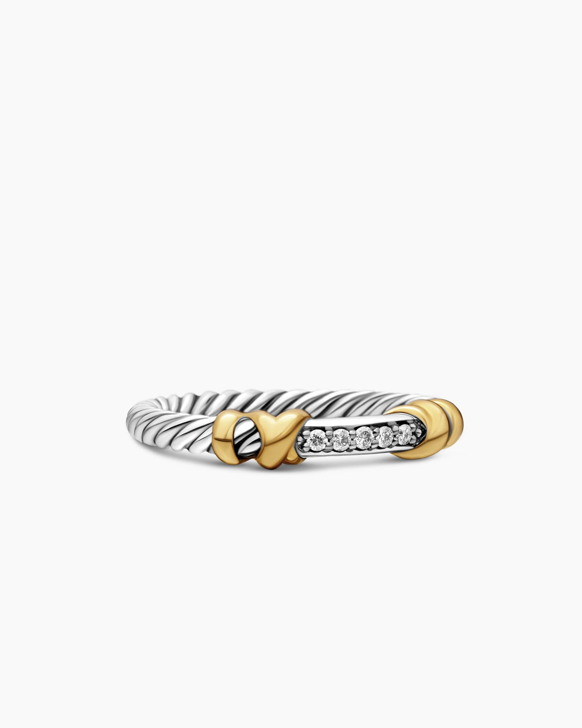 Petite Helena Wrap Band Ring in Sterling Silver with 18K Yellow Gold and Diamonds, 4mm