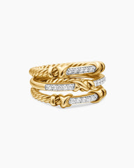Petite Helena Wrap Three Row Ring in 18K Yellow Gold with Diamonds, 12mm
