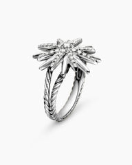 Starburst Ring in Sterling Silver with Diamonds, 19mm