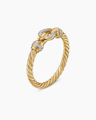 Petite Buckle Ring in 18K Yellow Gold with Diamonds, 2mm