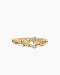 Petite Buckle Ring in 18K Yellow Gold with Diamonds, 2mm