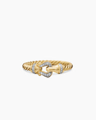 Petite Buckle Ring in 18K Yellow Gold with Diamonds, 2mm