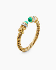 Petite Helena Ring in 18K Yellow Gold with Emeralds and Diamonds, 2.5mm