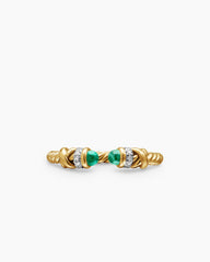 Petite Helena Ring in 18K Yellow Gold with Emeralds and Diamonds, 2.5mm