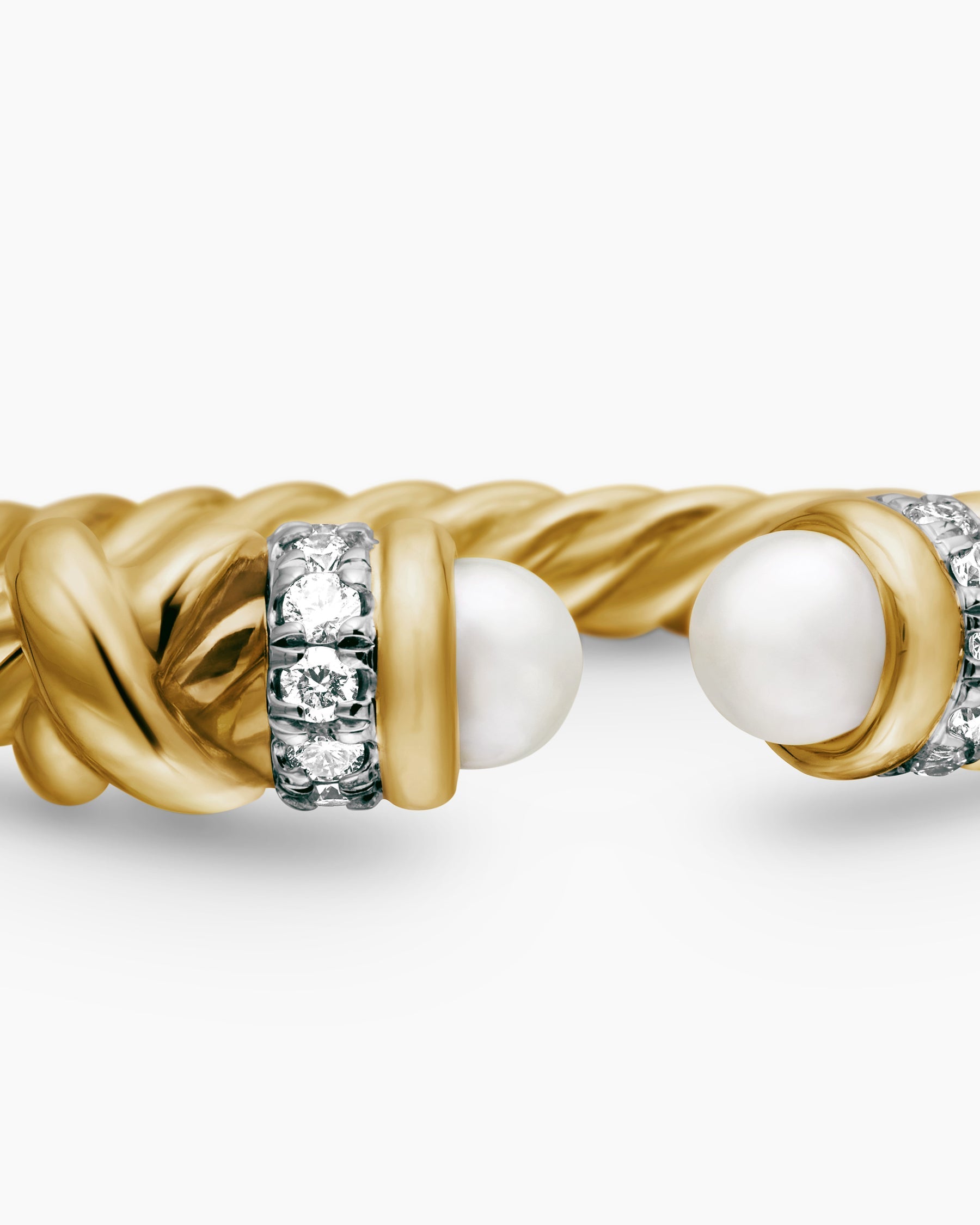 Petite Helena Ring in 18K Yellow Gold with Pearls and Diamonds, 2.5mm