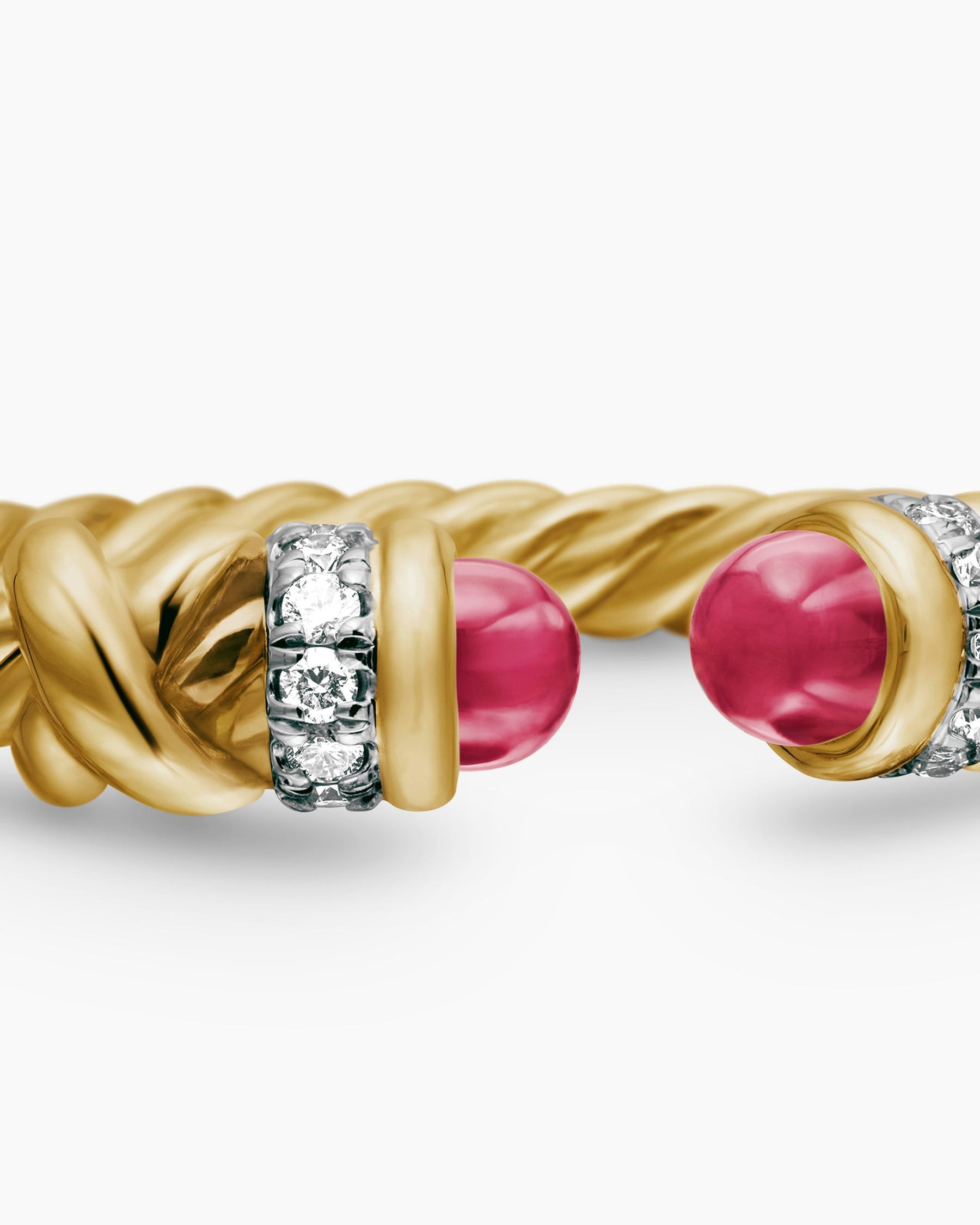 Petite Helena Ring in 18K Yellow Gold with Rubies and Diamonds, 2.5mm