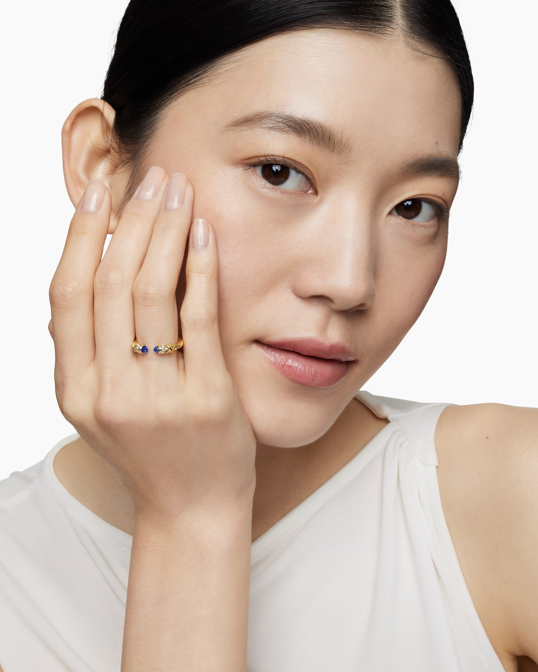 Petite Helena Ring in 18K Yellow Gold with Tanzanite and Diamonds, 2.5mm