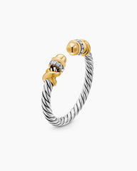 Petite Helena Ring in Sterling Silver with 18K Yellow Gold Domes and Diamonds, 2.5mm