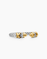 Petite Helena Ring in Sterling Silver with 18K Yellow Gold Domes and Diamonds, 2.5mm