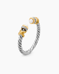 Petite Helena Ring in Sterling Silver with 18K Yellow Gold, Pearls and Diamonds, 2.5mm