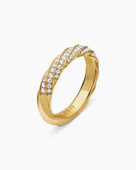 Cable Edge® Band Ring in 18K Yellow Gold with Diamonds, 4mm
