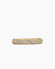 Cable Edge® Band Ring in 18K Yellow Gold with Diamonds, 4mm