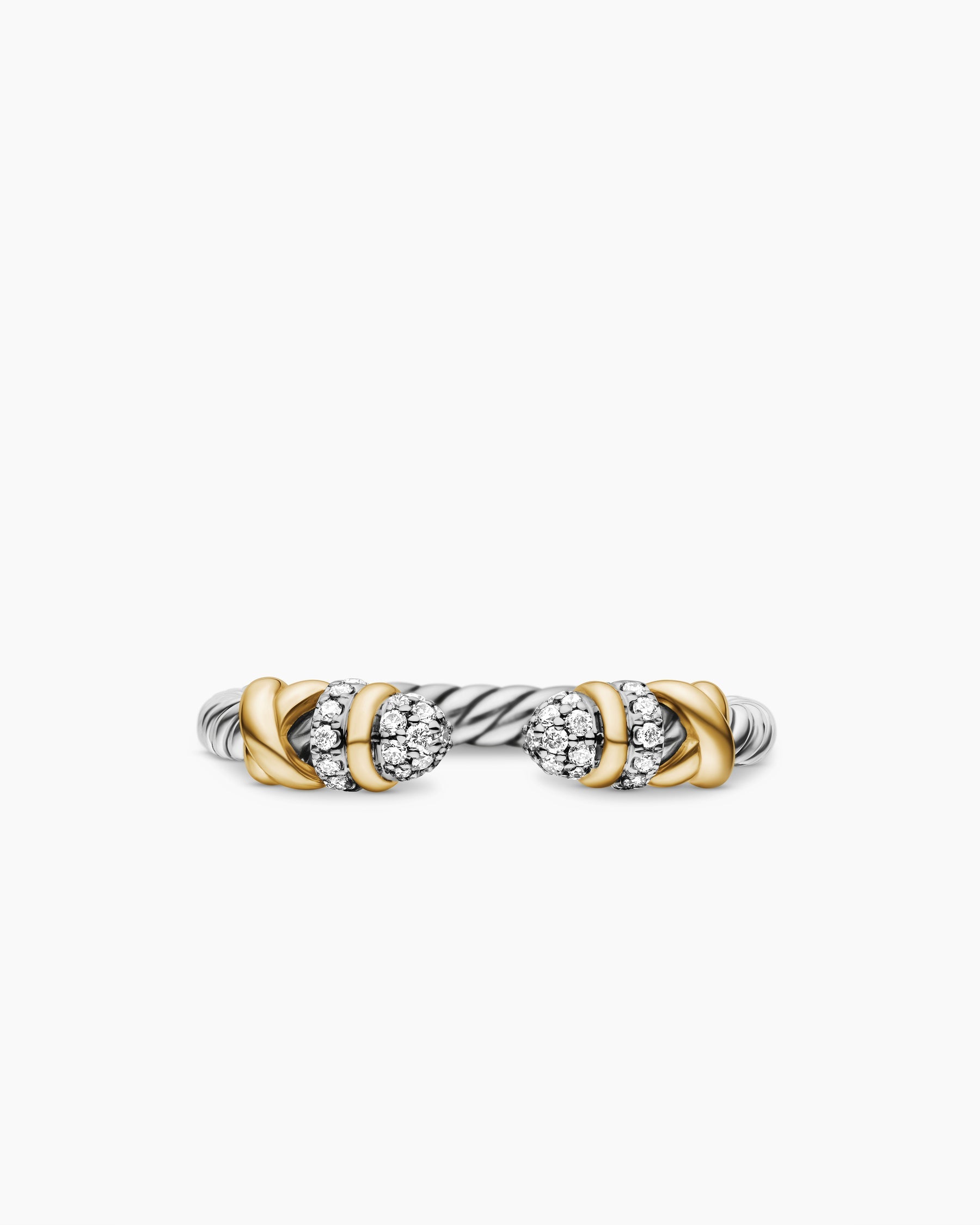 Petite Helena Open Ring in Sterling Silver with 18K Yellow Gold and Diamonds, 2.5mm