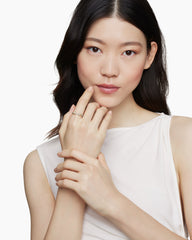 Petite Helena Open Ring in Sterling Silver with 18K Yellow Gold and Diamonds, 2.5mm