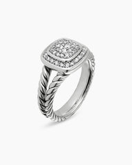 Petite Albion® Ring in Sterling Silver with Pavé Diamonds, 7mm