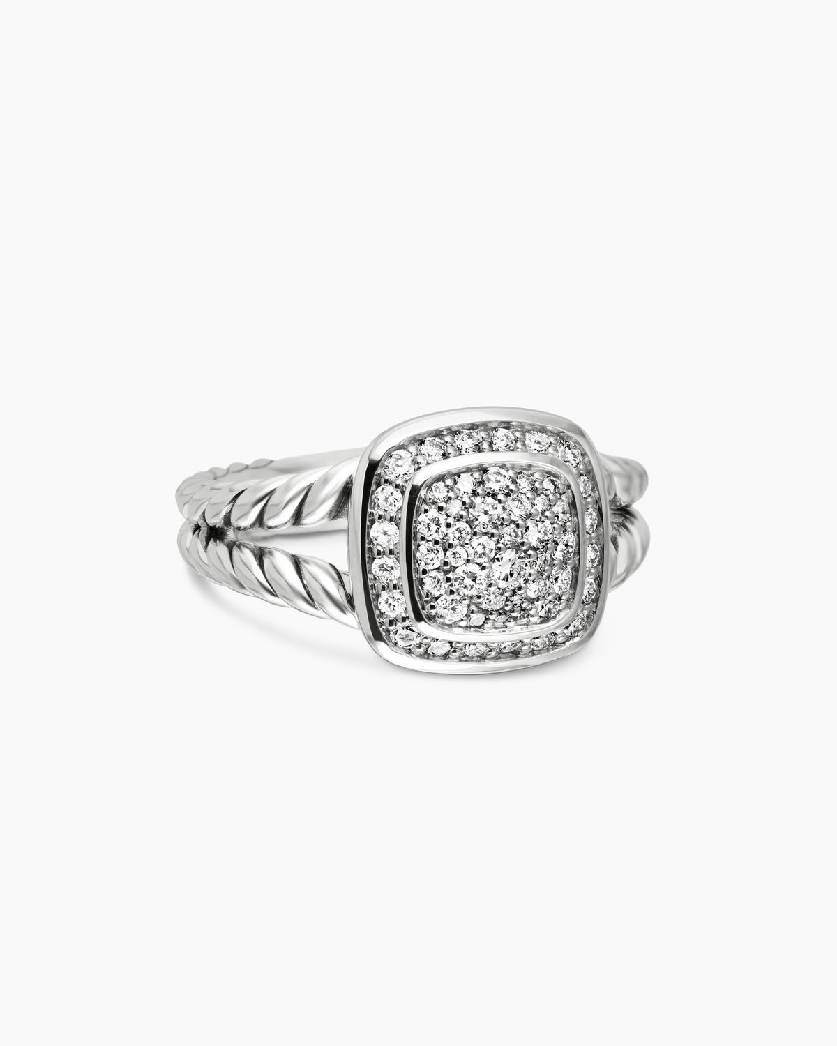 Petite Albion® Ring in Sterling Silver with Pavé Diamonds, 7mm