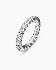 Pavé Stretch Band Ring in 18K White Gold with Diamonds, 3mm