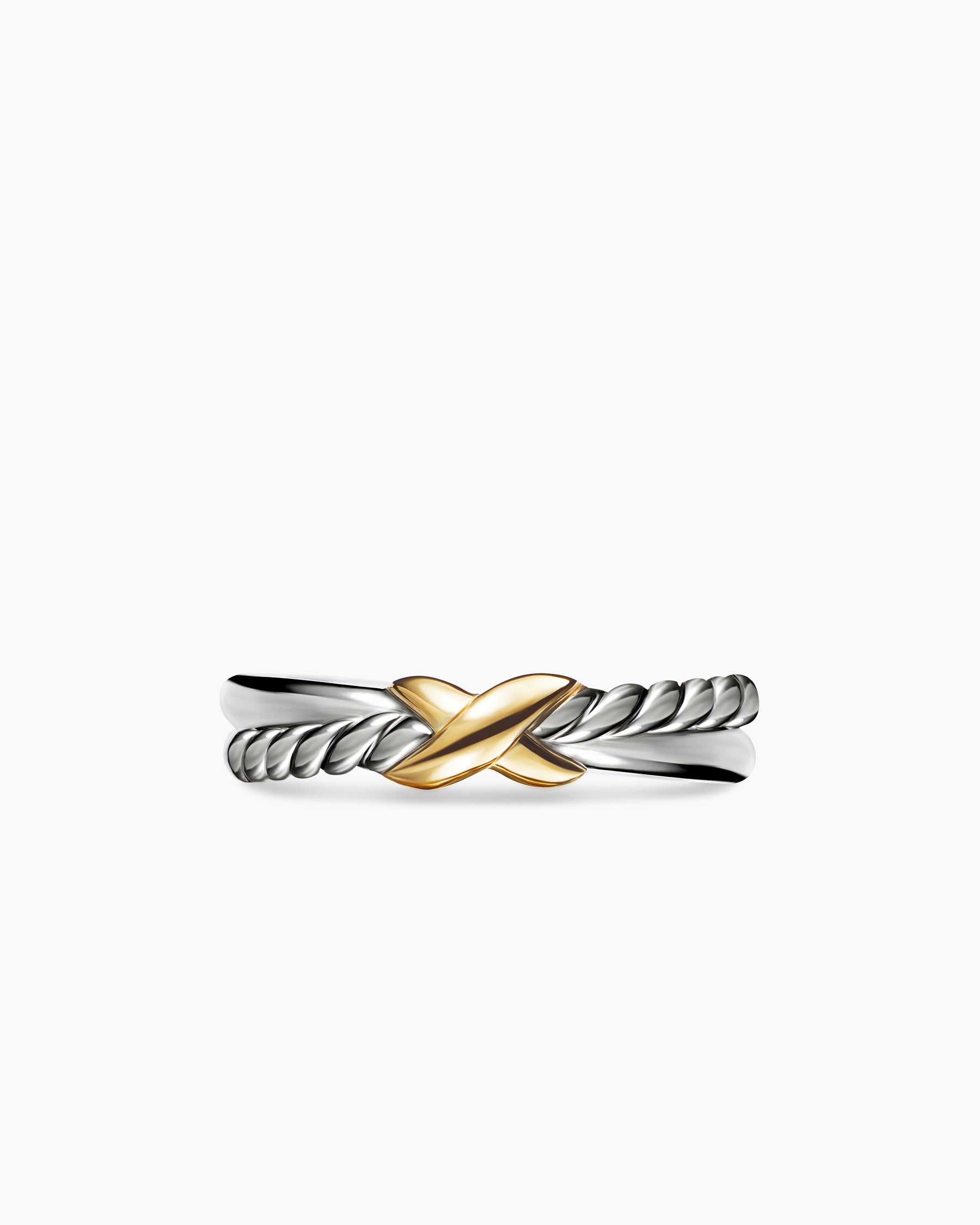 Petite X Ring in Sterling Silver with 18K Yellow Gold, 4mm
