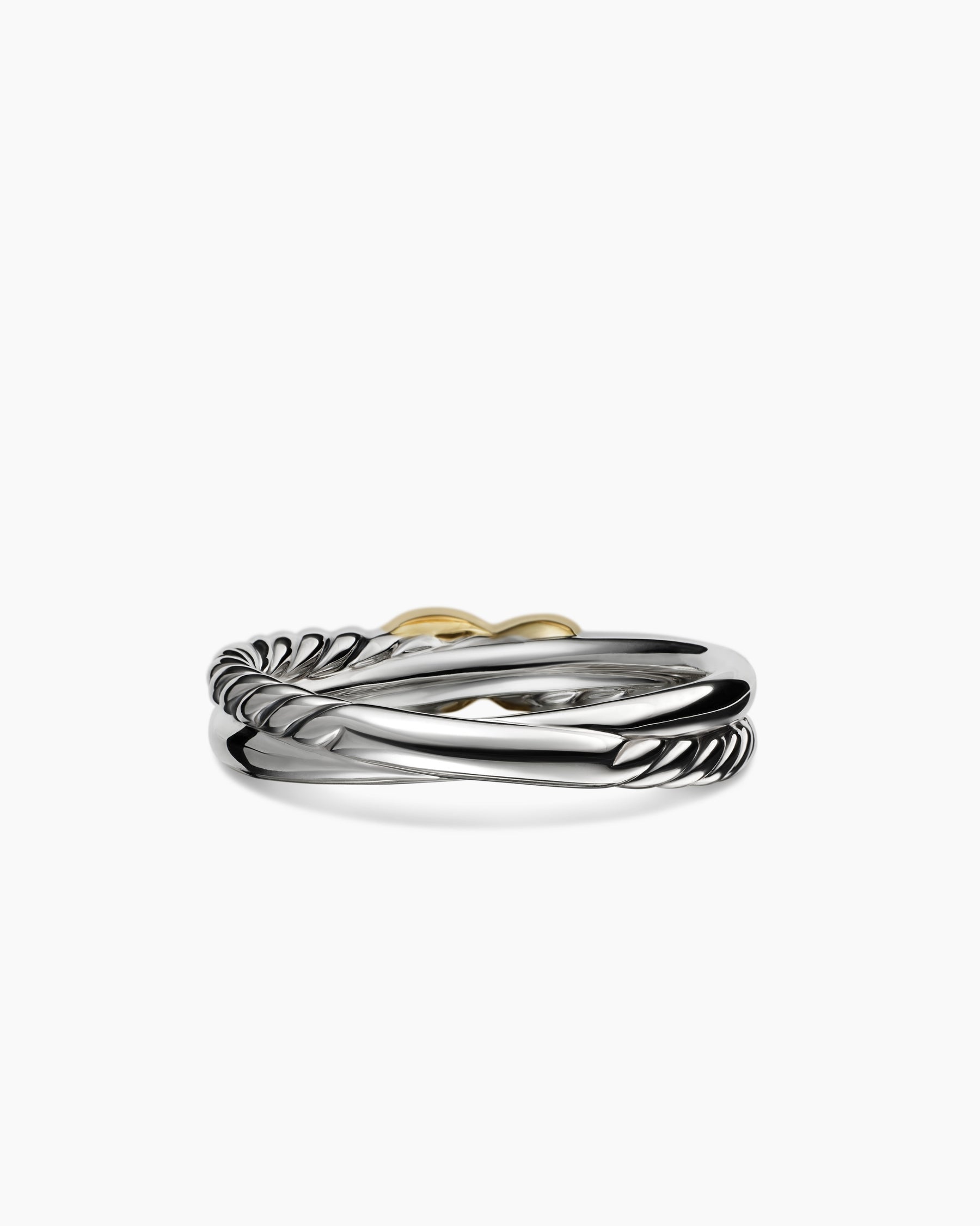 Petite X Ring in Sterling Silver with 18K Yellow Gold, 4mm
