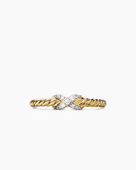 Petite X Ring in 18K Yellow Gold with Diamonds, 2.2mm