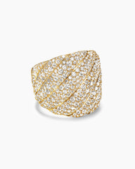 Sculpted Cable Ring in 18K Yellow Gold with Diamonds, 20mm