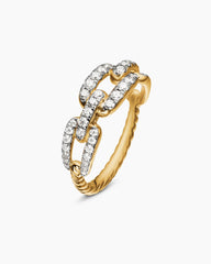 Stax Chain Link Ring in 18K Yellow Gold with Diamonds, 7mm