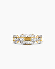 Stax Chain Link Ring in 18K Yellow Gold with Diamonds, 7mm
